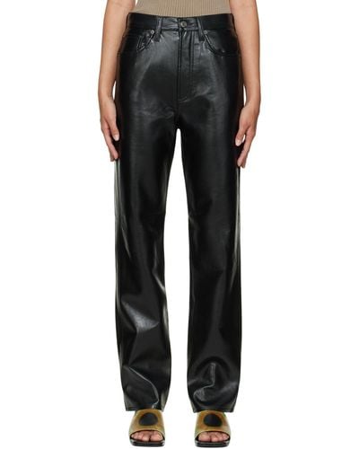 Agolde Ae Recycled Leather 90s Pinch Waist Trousers - Black