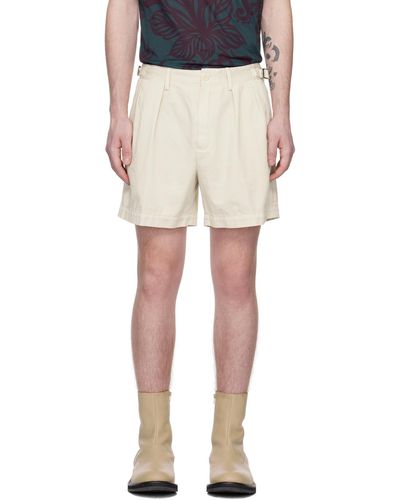 Dries Van Noten Short blanc cassé à plis - Noir