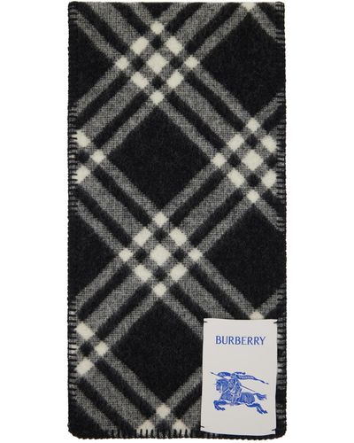 Burberry & Off-white Check Wool Scarf - Black