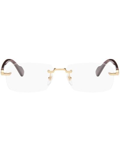 Gucci Gold & Burgundy Rectangular Glasses - Black