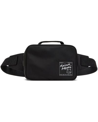 Maison Kitsuné Black Nylon Bum Bag