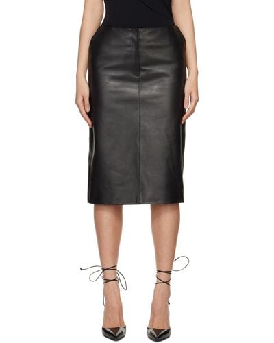 Magda Butrym Zip Leather Midi Skirt - Black