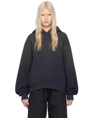 Acne Studios Black Printed Hoodie - Blue