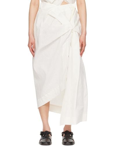 Issey Miyake Off-white Twisted Midi Skirt - Natural