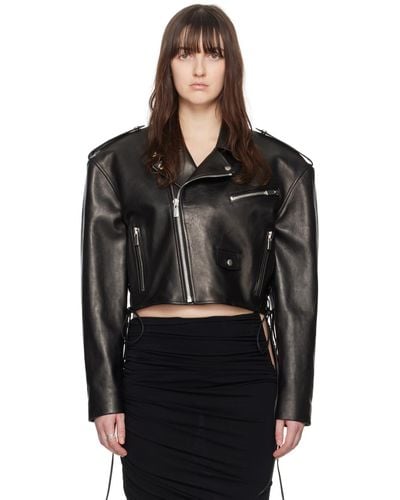 Magda Butrym Cropped Leather Jacket - Black