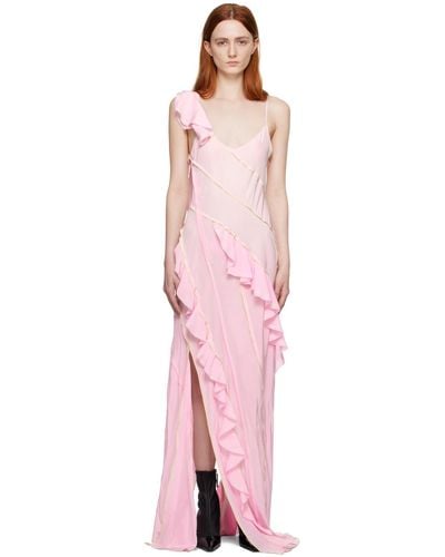 Victoria Beckham Pink Ruffled Maxi Dress - Multicolor