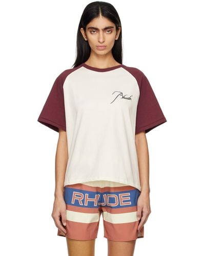Rhude Off-white & Burgundy Raglan T-shirt - Multicolor