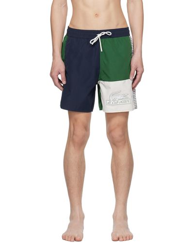 Lacoste Navy & Green Colorblock Swim Shorts - Blue