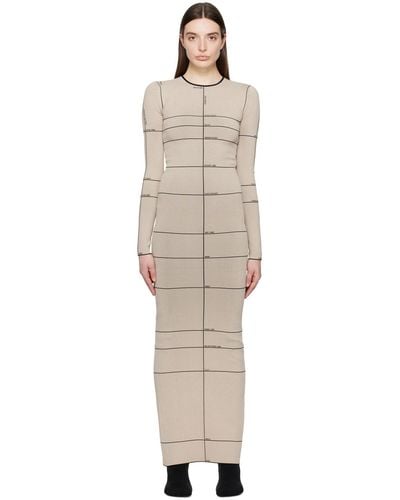 Vetements Beige Checked Maxi Dress - Black