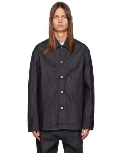 Jil Sander Navy Button Denim Shirt - Black