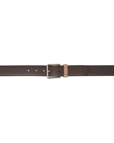 Paul Smith Brown Leather Signature Stripe Keeper Belt - Black
