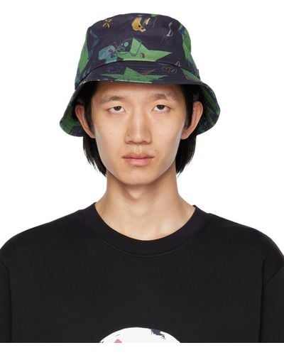 PS by Paul Smith Navy & Green Tattoo Bucket Hat - Black