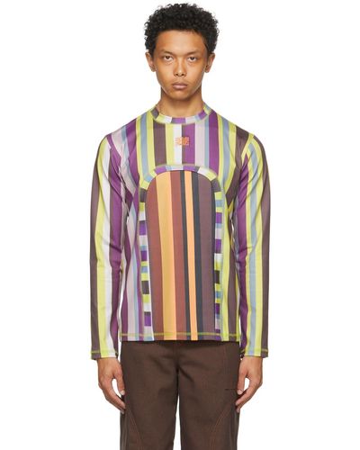 Phlemuns Multicolour Striped Backless Long Sleeve T-shirt