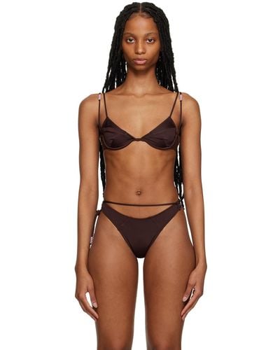 Jacquemus Brown 'le Haut De Maillot Barco' Bikini Top - Black