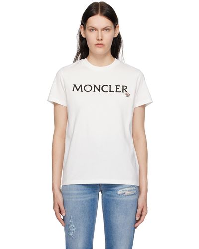 Moncler ホワイト 刺繍 Tシャツ
