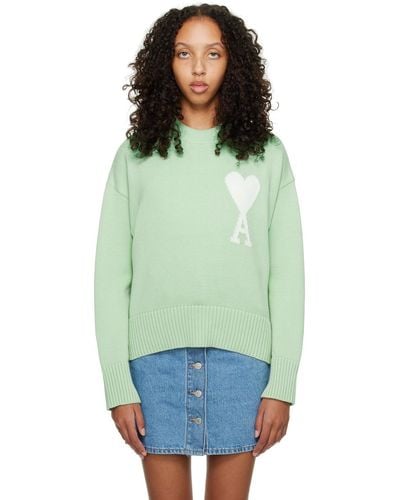 Ami Paris Green Ami De Cœur Sweater