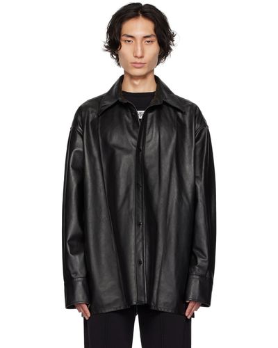 MM6 by Maison Martin Margiela Black Pinched Seams Leather Jacket