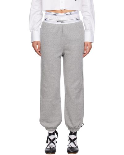 HOMMEGIRLS Pantalon de détente gris à logos en tissu jacquard - Blanc