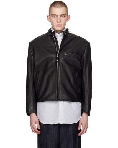 Doublet Chain Handle Leather Jacket - Black