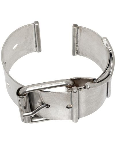 Y. Project Bracelet manchette de style ceinture argenté à ferrure à logo - Métallisé