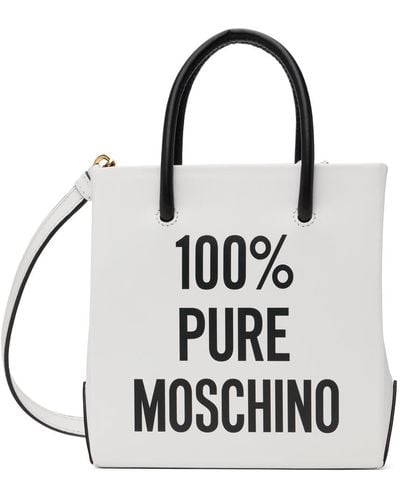 Moschino ホワイト ミニ 100% Pure トートバッグ - ブラック