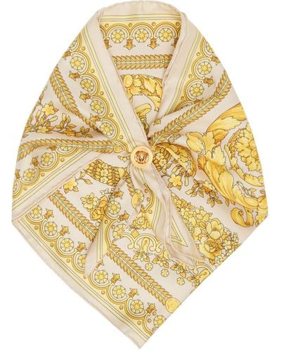 Versace Beige & Yellow Barocco Scarf - Natural