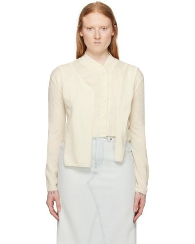 MM6 by Maison Martin Margiela Off White Layered Cardigan - Natural