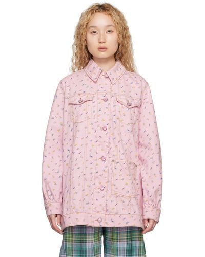 Ganni Blouson surdimensionné rose en denim