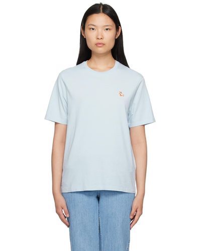 Maison Kitsuné T-shirt bleu à logo de renard