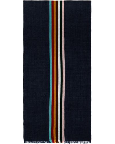 Paul Smith ブルー センター ストライプ マフラー