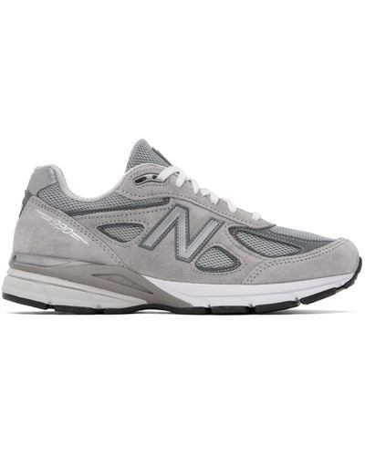 New Balance Grey Made In Usa 990v4 Core Trainers - Black