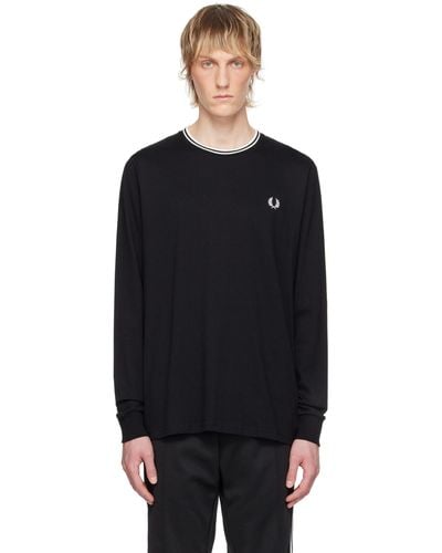Fred Perry Twin Tipped Long Sleeve T-Shirt - Black