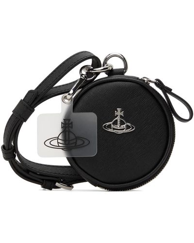 Vivienne Westwood Pochette noire en cuir synthétique à logo