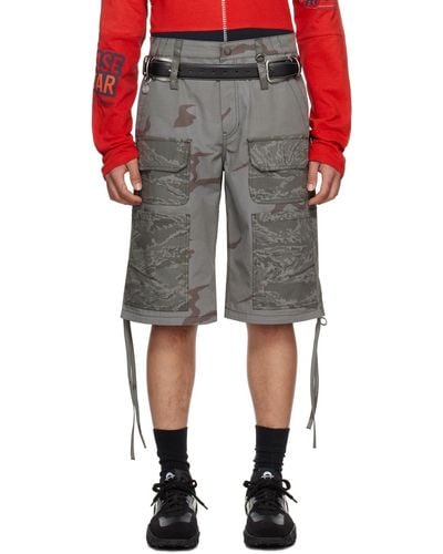 Marine Serre Grey Camo Shorts - Multicolour