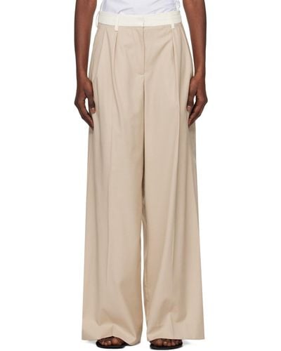 REMAIN Birger Christensen Two Colour Wide Trousers - Natural