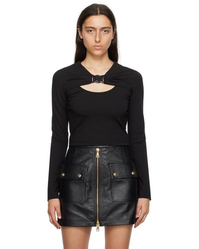 Versace Jeans Couture T-shirt à manches longues noir à logo circulaire
