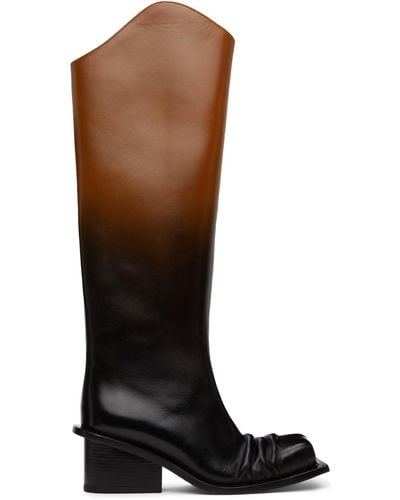 FIDAN NOVRUZOVA Equestrian Chunky Heel Boots - Brown