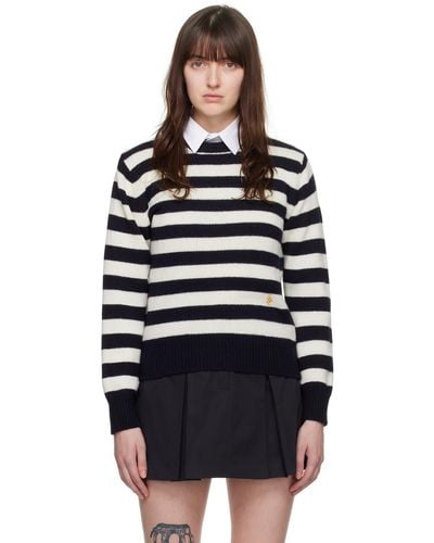 Sporty & Rich Navy & Off-white 'src' Sweater - Black