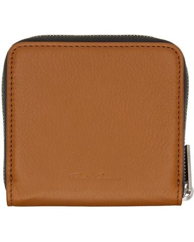 Rick Owens Orange Zipped Wallet - Brown