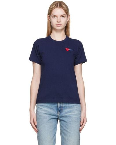 COMME DES GARÇONS PLAY Comme Des Garçons Play Double Heart Patch T-shirt - Blue