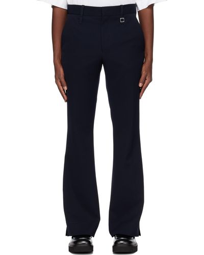 WOOYOUNGMI Navy Side Slit Trousers - Blue