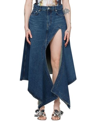 Y. Project Cut Out Denim Midi Skirt - Blue