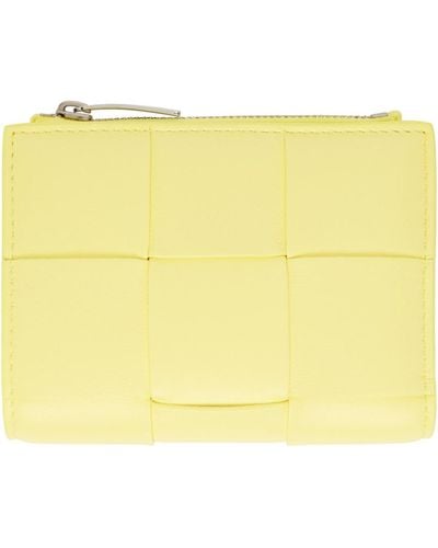 Bottega Veneta Yellow Zip Bifold Wallet