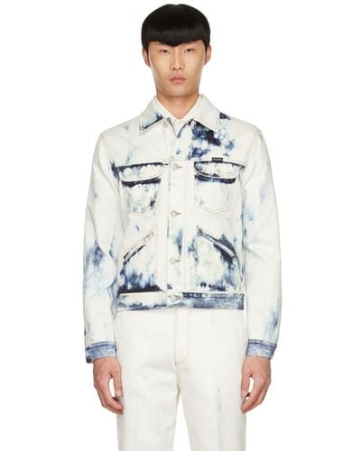 Alexander McQueen White Blue Sky Denim Jacket - Multicolor