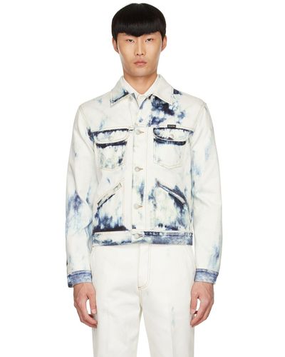 Alexander McQueen White Blue Sky Denim Jacket - Multicolor