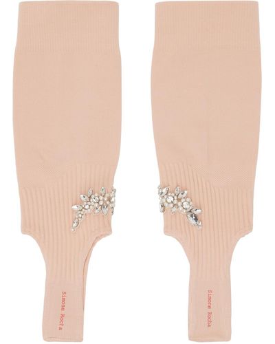 Simone Rocha Pink Cluster Flower Stirrup Socks - Natural