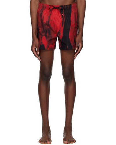 HUGO Maillot de bain rouge à motif graphique imprimé