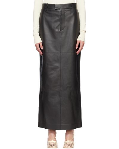 Bottega Veneta Leather Maxi Skirt - Black