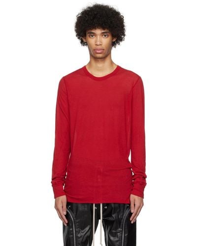 Rick Owens Red Basic Long Sleeve T-shirt