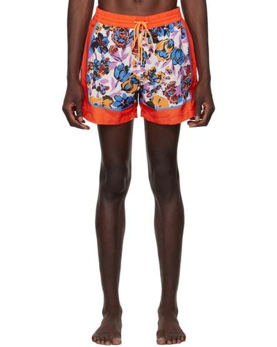 Paul Smith Red Floral Swim Shorts - Blue